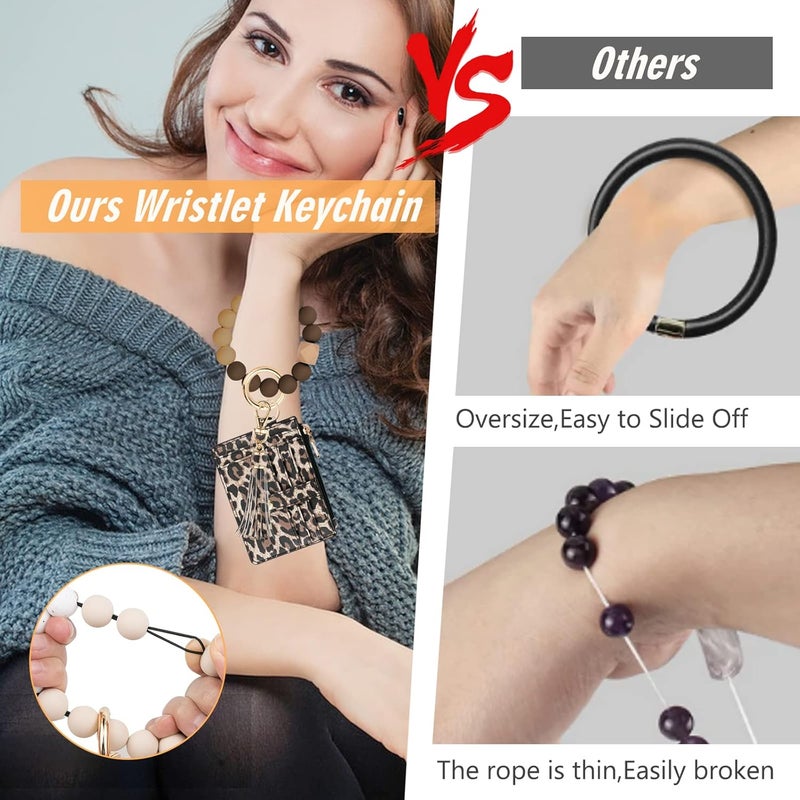 KNGITRYI Wallet Keychain Wristlet for Women,Slim RFID Credit Card Holder Purse Tassel Keychain Bangle Key Ring for Men Women - Image 5